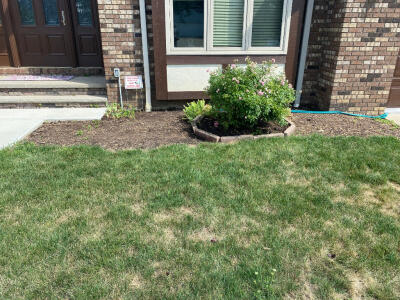 Before newly mulched flowerbeds by Chestnut Landscaping