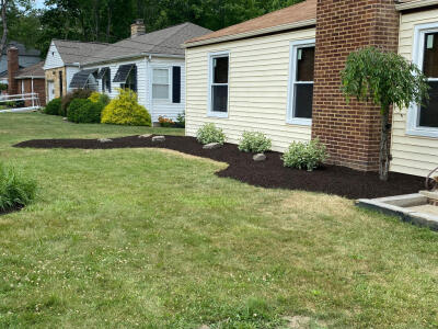 Cleaned up flower beds after Chestnut Landscaping removed a tree and several shrubs and installed new plants and mulch